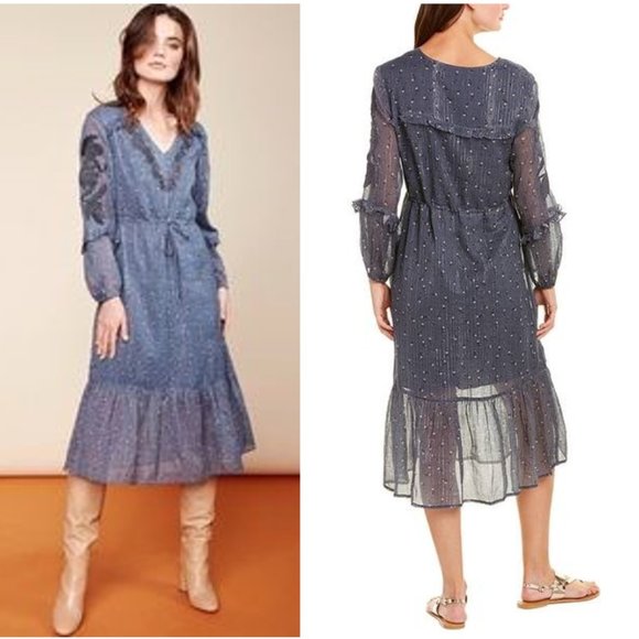 Dolan Zoe Embroidered Cotton Midi Dress - Picture 2 of 7